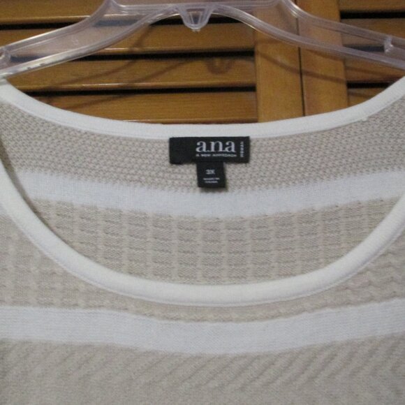 a.n.a. top/sweater NEW with tags lightweight tan & cream knit pullover size 3x - Picture 8 of 11
